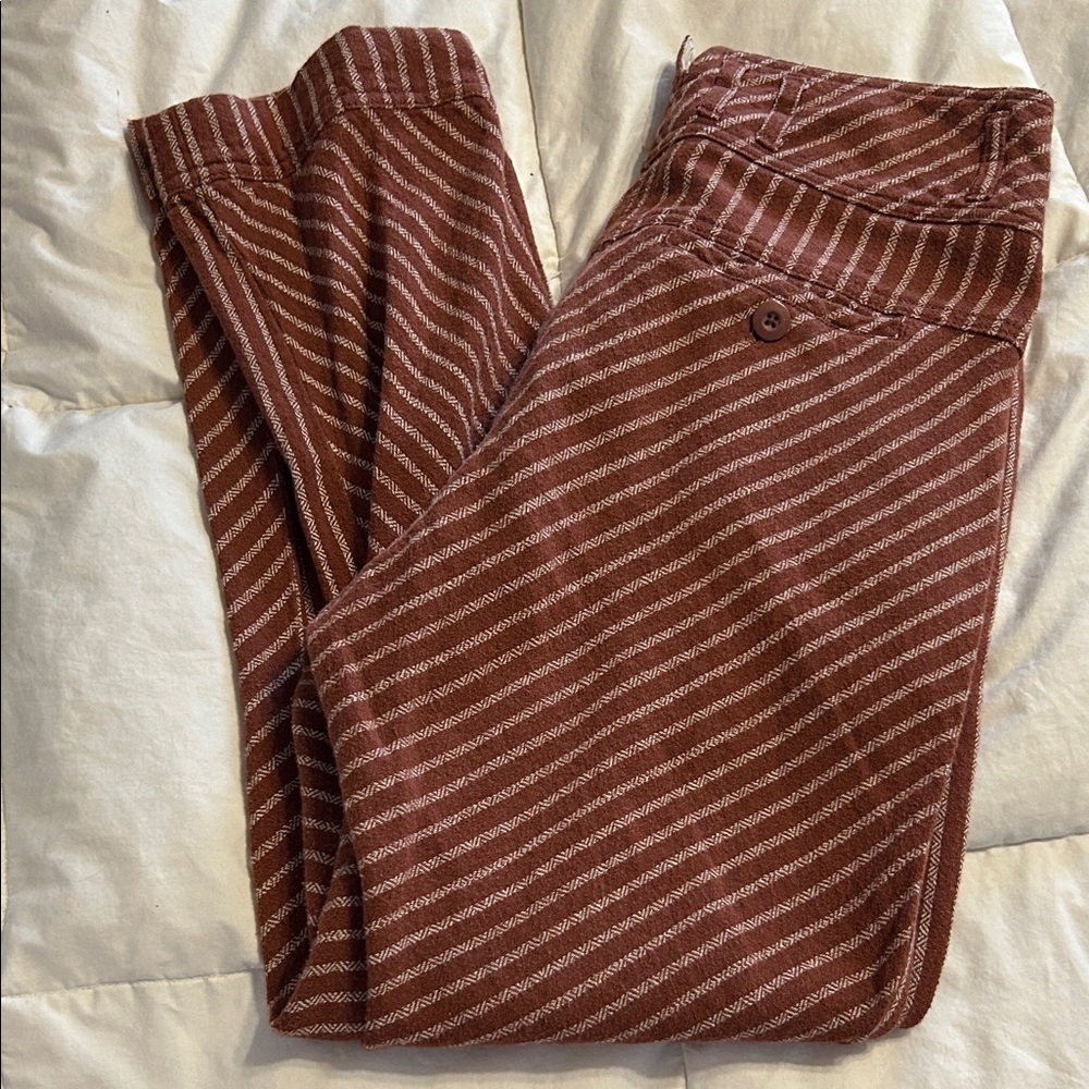 Free People Women Horizontally Striped Brown Pants Size 0